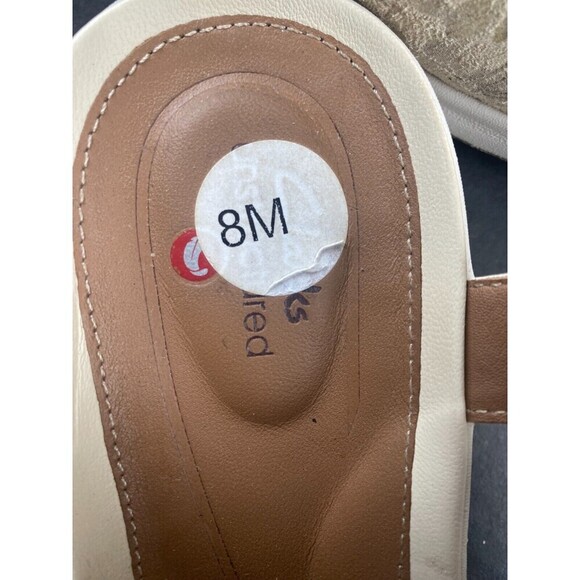 Clarks Un Adorn Ease 8 M Womens‎ Beige Leather Strap Sandals Comfort Casual Used - Picture 7 of 16